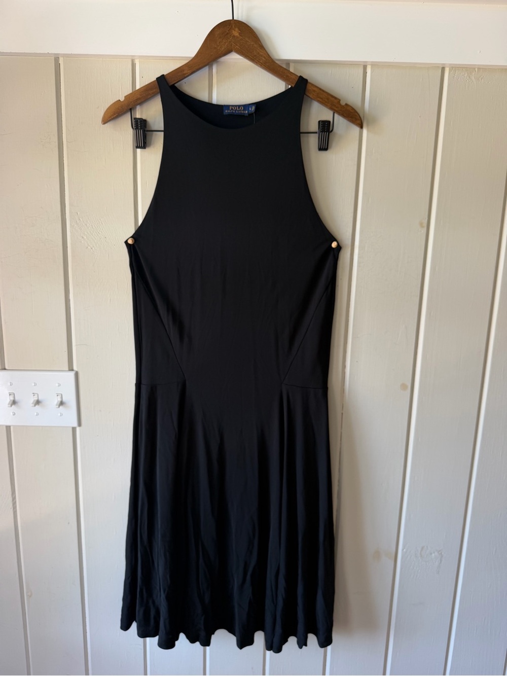 Polo by Ralph Lauren Classic Black Sleeveless Drop Waist Dress, Size L, NWT